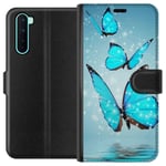 OnePlus Nord Svart Plånboksfodral Magiska Fjärilar