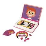 Janod - Girl's Crazy Faces Magneti'Book - Magnetic Educational Game 55 Pieces - For children from the Age of 3, J02717