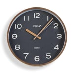 Versa Horloge Murale en Plastique Gris Quartz 4,3 x 30 x 30 cm