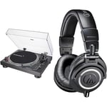 Audio-Technica LP120XUSBBK Manual Direct-Drive Turntable (Analogue & USB) Black & M50x Professional Monitor Headphones Black