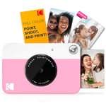 Kodak Printomatic digital instant print camera - full color prints on ZINK 2 x 3 inch photo paper with sticky back (pink) print memory instantly (USB not included)