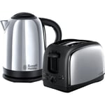 Russell Hobbs Lincoln Kettle and 2-Slice Toaster Polished Stainless Steel Silver