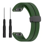 Garmin Fenix 7 Pro etc. 22mm Magnetisk Klokkebånd - Army Green med sort