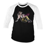 Hybris Harley Quinn Roller Skates baseball 3/4 longsleeve (White-Black,XXL)