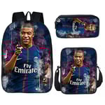 Jul Halloween Present Fotbollsstjärna Mbappe Barnens Skolväska Elever Ryggsäck/Pennväska/Lunchväska Män Och Kvinnor[HK] Only a pen bag