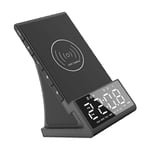 Wireless Charging Alarm Clock, Bluetooth Speaker Digital Alarm Clock for Bedroom, Bedside Table, Office UK Plug