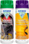 Nikwax TECH WASH and TX DIRECT Twin Pack, Technical Cleaner and Wash-In for 2x