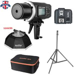 UK Godox AD600BM 2.4G HSS Flash+X1T-C For Canon+120cm Softbox+2m light stand Kit