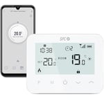 SPC Vesta Thermostat – Thermostat de Chauffage WiFi pour chaudière à gaz, contrôle Intelligent par Application, Compatible Alexa/Google, détection de fenêtre Ouverte, programmable et Mural – Blanc