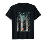 The Silent Observer: a fox in forest woods with birch trees T-Shirt
