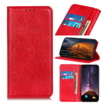KM-WEN® Case for Nokia 6.2 / Nokia 7.2 (6.3 Inch) Book Style Retro Crazy Horse Pattern Automatic Adsorption PU Leather Wallet Case Flip Cover Case Bag with Stand Protective Cover Red