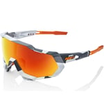 100% Speedtrap Sunglasses with HiPER Red Multilayer Mirror Lens - Soft Tact Grey Camo