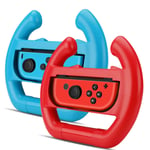 TNP Racing Wheel for Nintendo Switch / Switch OLED Joy-Con Controller (Set of 2 Red + Blue) Racing Steering Wheel Controller Accessory Grip Handle Kit Attachment