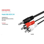 Trade Shop - Audio Cable Jack 3.5mm To 2 Rca Male 1.5 Metres For Acoustic Instrument Speakers