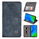 Oppo A92 Premium Leather Wallet Case [Card Slots] [Kickstand] [Magnetic Buckle] Flip Folio Cover for Oppo A92 Smartphone(Blue)