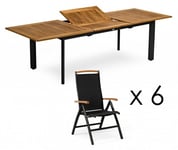 Hillerstorp - Nydala Matgrupp Svart/Teak - Bord 96x200-280 cm ink 6st Pos.