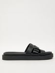Schuh Timmy Croc Effect Footbed Sandal - Black, Black, Size 8, Women