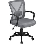 Yaheetech Chaise de Bureau Ergonomique Fauteuil Bureau Pivotant en Maille Respirant Support Lombaire Réglable Gris Foncé