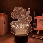 One Piece Luffy 3D Illusionslampa med Smart Touch, RGB-effekt, USB-driven, Kreativ 3D Japansk Animelampa
