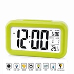 Digital Alarm Clock, Non Ticking Desk Bedside Clock with Alarm Melody, Snooze Silent Night light Luminous, Battery Powered for Child/student,Green