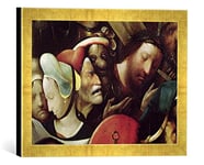 Kunst für Alle 'Encadré Image de Hieronymus Bosch The Carrying of The Cross. Detail of Christ and St. Veronica, Impression d'art dans Le Cadre de Haute qualité Photos Fait Main, 40 x 30 cm, Doré Raya