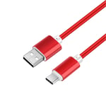 USB C Cable 2m/6.6ft Nylon Braided Type C Cable Support Data Transfer & Charging Compatible with Samsung Galaxy S10 S9 Note 9 8, Moto Z, LG V30 G5, OnePlus 5T, Huawei P9 and More (Red)