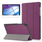 LYZXMY Case + Screen Protector for Lenovo Tab M10 HD (2nd Gen) 10.1" TB-X306F / TB-X306X - Tempered Film, Ultra Thin with Stand Function Slim PU Leather Tablet Cover Skin - Purple