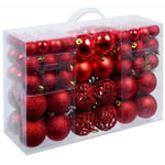 Bakaji Lot de 100 Boules de Noël diamètre 3/4/6 cm décorations pour Sapin de Noël (Rouge)