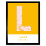 Lagos Nigeria City Map Modern Typography Stylish Letter Framed Word Wall Art Print Poster for Home Décor