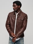 Superdry Classic Leather Jacket, Brown