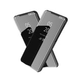 NOKOER Case for Oppo Reno 3/Find X2 Lite, Mirror Flip Vertical Bracket Holster Phone Case[Ultra-thin] [Slim Fit] [Translucent Mirror] [Slip-Resistant] - Black