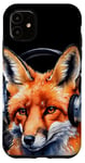 iPhone 11 Fox Headphones Music Colorful Animal Art Print Graphic Case