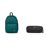 EASTPAK OUT OF OFFICE Backpack, 27 L - Peacock Green (Green) OVAL SINGLE Pencil Case, 5 x 22 x 9 cm - Black (Black)
