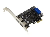 KALEA-INFORMATIQUE PCI EXPRESS PCIe USB 3.0 card with 2 external 5G type A ports and 2 internal ports on 19-pin USB3 connector. SELF-POWERED, with NEC D720201 Chipset