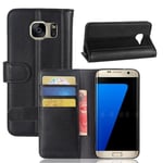 Äkta Läderfodral Samsung Galaxy S7 Edge Svart