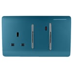 Trendi Modern Glossy 45 A Cooker Switch & Plug Socket Inc Neon Insert Ocean Blue