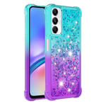 SKALO Samsung A05s 4G Juoksuhiekka Glitter Sydämet TPU kuori - Turkoosi-Violetti