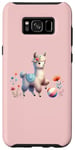 Galaxy S8+ Pink Cute Alpaca with Floral Crown and Colorful Ball Case
