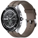 Xiaomi Watch 2 Pro 46mm Smart Watch - Silver Stainless Steel with Brown Leather Strap - Powered By Google Wear OS - 1.43 AMOLED Display - 5-system dual-band GPS - Up to 65 Hour Battery Life - 5ATM Water Resistance - Sleep and Health Tracki