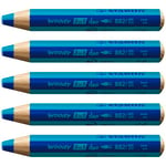 Crayon de couleur - STABILO woody 3in1 duo - lot x 5 crayons de couleurs à mine bicolore - bleu foncé+turquoise