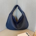 Vävd väska för kvinnor, mångsidig axelväska under armarna, bärbar väska, marinblå Navy blue