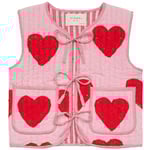 Sissel Edelbo Honey Mini Hjärtmönstrad Quiltad Väst Rosa | Rosa | 3-4 years
