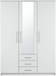 Argos Home Normandy 3 Door Drawer Mirror Wardrobe - White