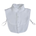 Urringad spetsblus med blommor, avtagbar falsk krage, dam blus topp avtagbar falsk krage veckad halsringning