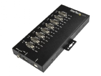 StarTech.com 8 Port Serial Hub USB to RS232/RS485/RS422 Adapter, Industrial USB 2.0 to DB9 Serial Converter Hub, IP30 Rated, Din Rail Mountable Metal Serial Hub, 15kV ESD Protection - 6ft Locking Cable Incl - Seriell adapter - USB 2.0 - RS-232/422/485 x 8 - svart - TAA-samsvar