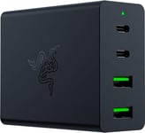 Razer USB-C GaN Charger - Portable Fast Charger (2X USB-C, 2X USB-A with US, EU and UK ports) Black