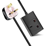 EXTRASTAR 1 Way Gang Single Socket Mains Power Extension Lead 13A UK 3Pin Plug - 10 Metre Cable, Black
