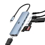 Hub USB C Double écran avec HDMI 4K, 7 en 1 Station d'accueil USB C avec USB 3.0/USB 2.0, 100W PD, SD/TF Adaptateur USB C Compatible avec MacBook Pro/Air et Autres appareils de Type C