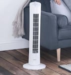 Portable Standing Oscillating Tower Fan Aroma Cooling Lightweight White 31inches