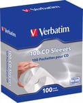 Verbatim Pappersficka för CD/DVD, vit/genomskinlig, 100-pack